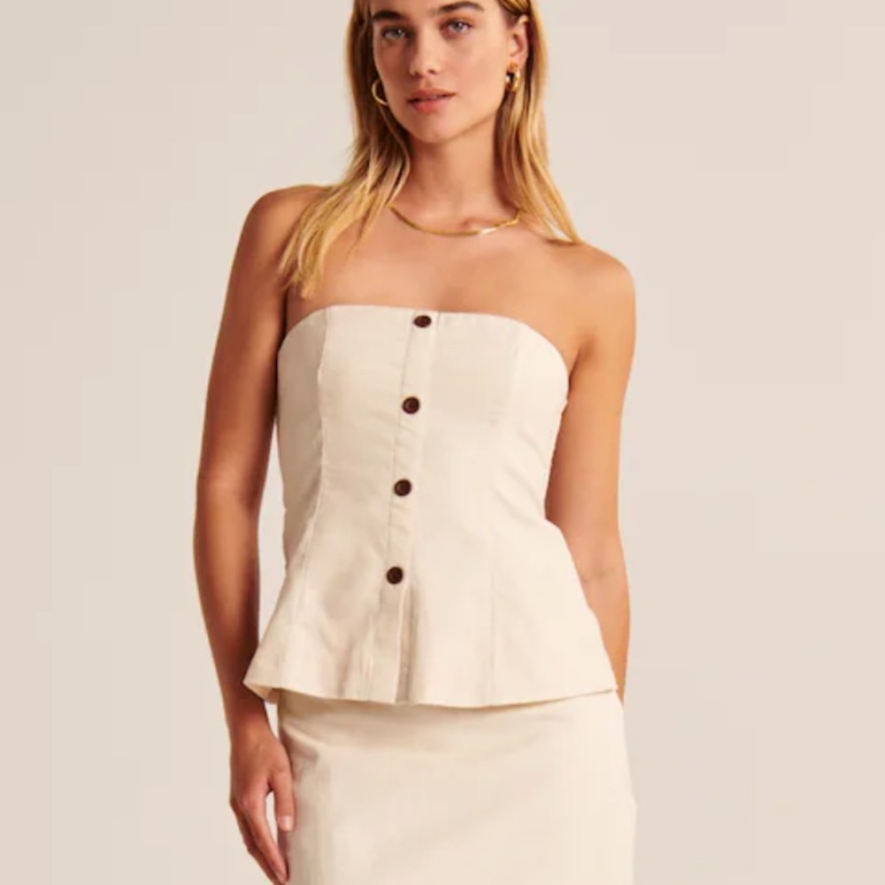 NEW Abercrombie Strapless Linen Top Size XS